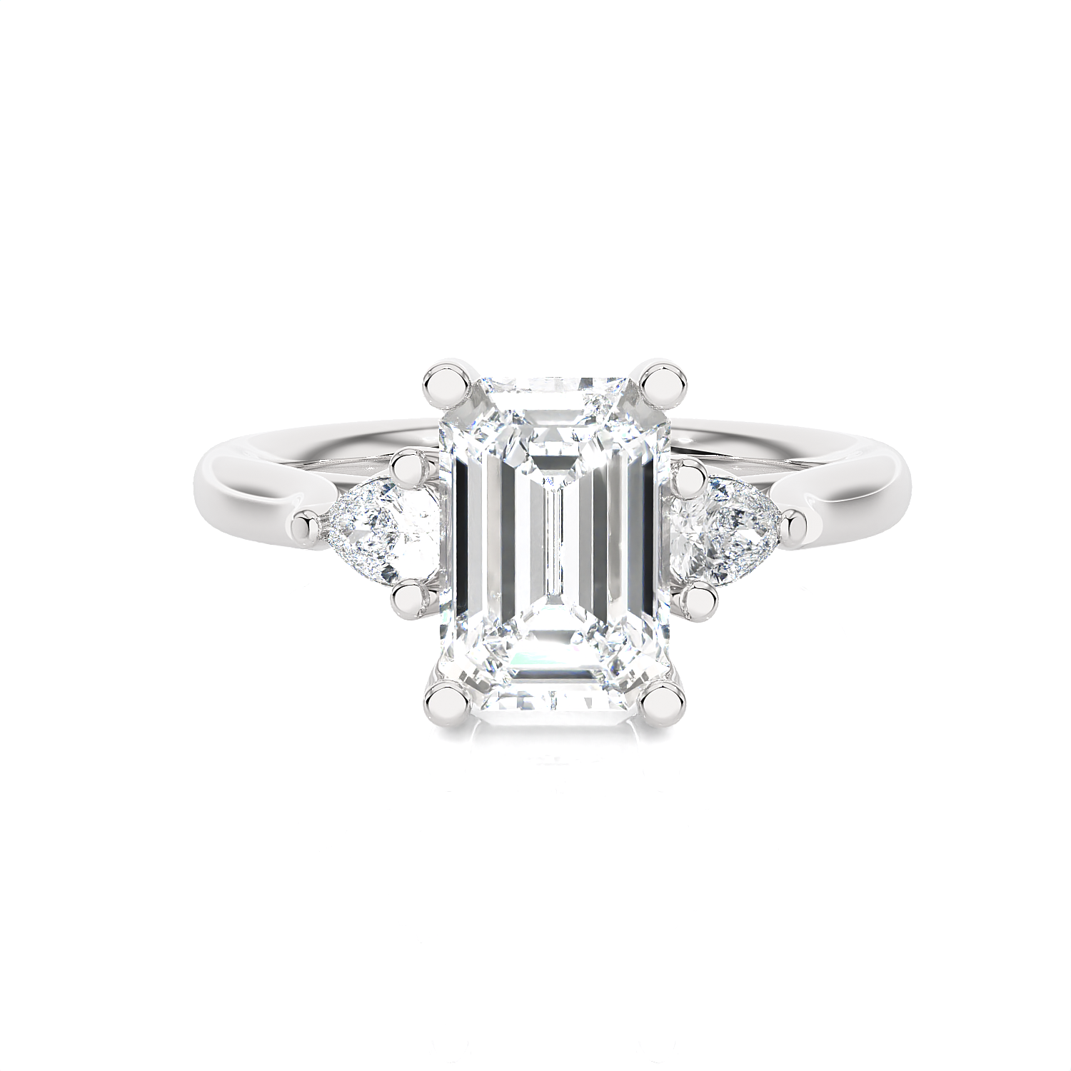 Emerald-Cut with Pear-Shaped Three Stone Lab Grown Diamond Ring