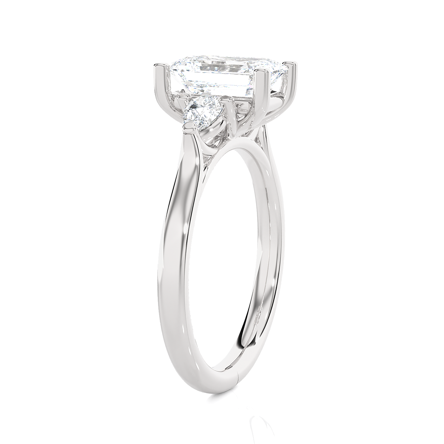 Emerald-Cut with Pear-Shaped Three Stone Lab Grown Diamond Ring