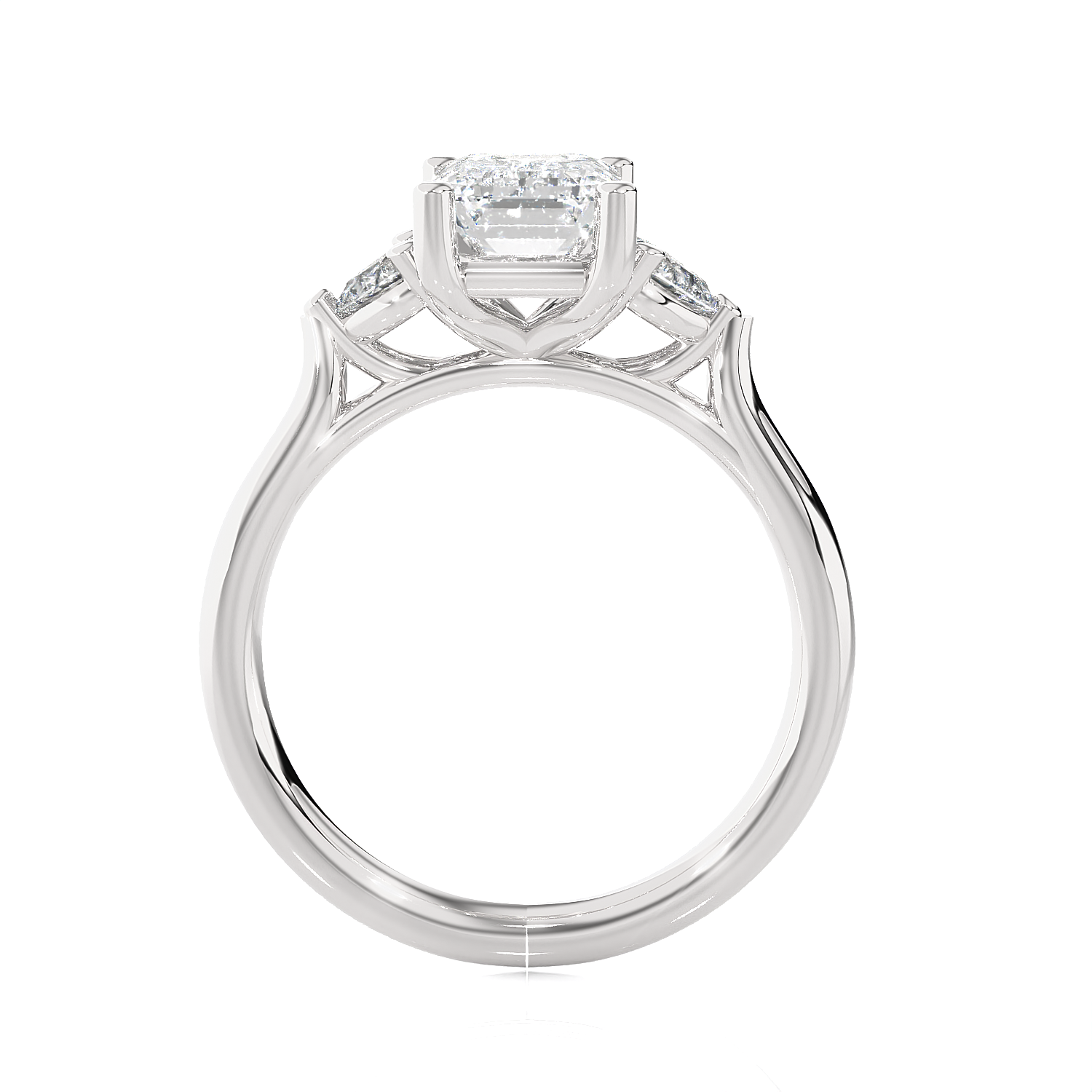Emerald-Cut with Pear-Shaped Three Stone Lab Grown Diamond Ring