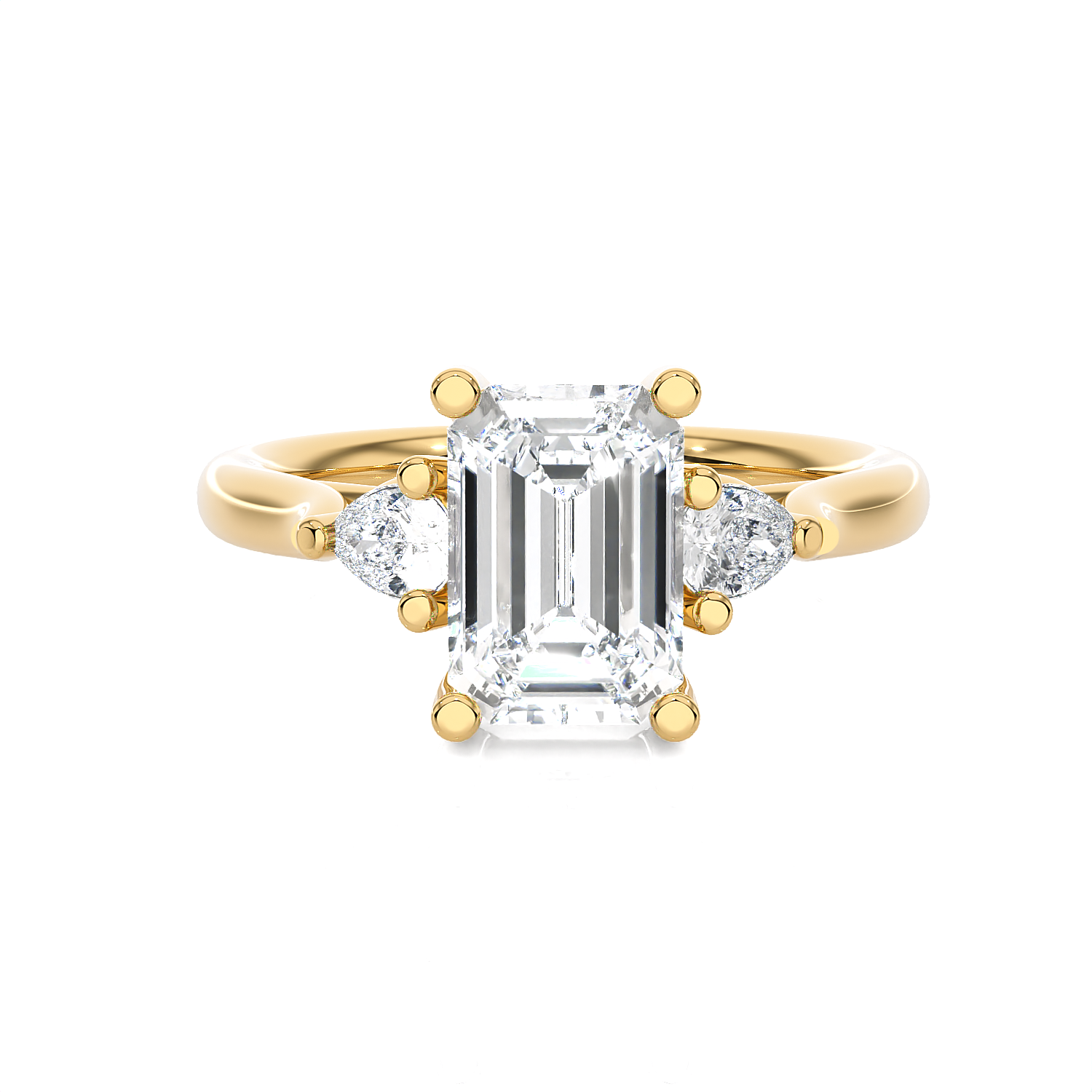 Emerald-Cut with Pear-Shaped Three Stone Lab Grown Diamond Ring