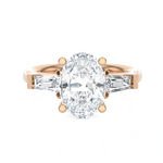 Oval With Tapered Baguette Three Stone Lab Grown Diamond Ring