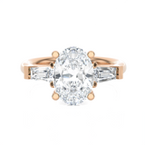 Oval With Tapered Baguette Three Stone Lab Grown Diamond Ring