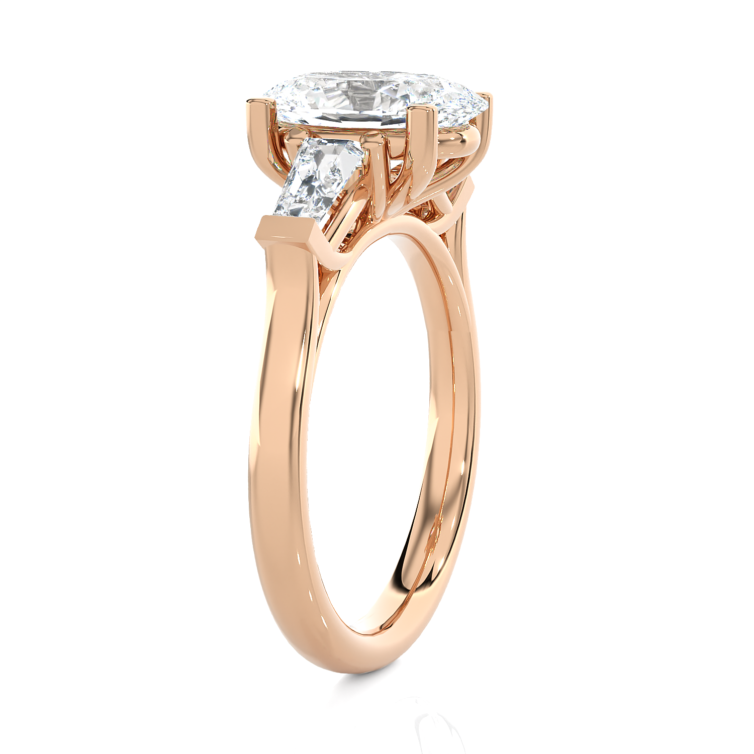 Oval With Tapered Baguette Three Stone Lab Grown Diamond Ring