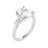 Oval With Tapered Baguette Three Stone Lab Grown Diamond Ring