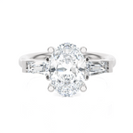 Oval With Tapered Baguette Three Stone Lab Grown Diamond Ring