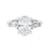 Oval With Tapered Baguette Three Stone Lab Grown Diamond Ring