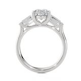 Oval With Tapered Baguette Three Stone Lab Grown Diamond Ring