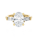 Oval With Tapered Baguette Three Stone Lab Grown Diamond Ring