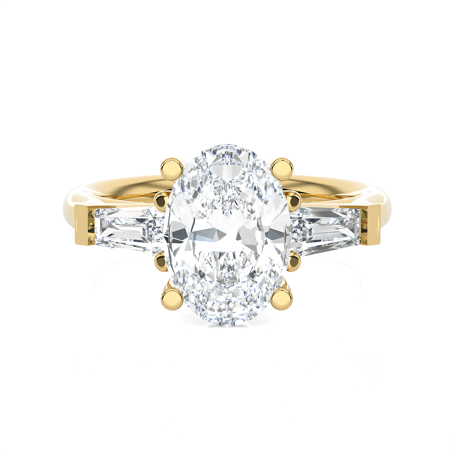 Oval With Tapered Baguette Three Stone Lab Grown Diamond Ring