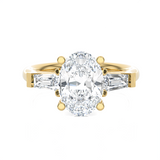 Oval With Tapered Baguette Three Stone Lab Grown Diamond Ring