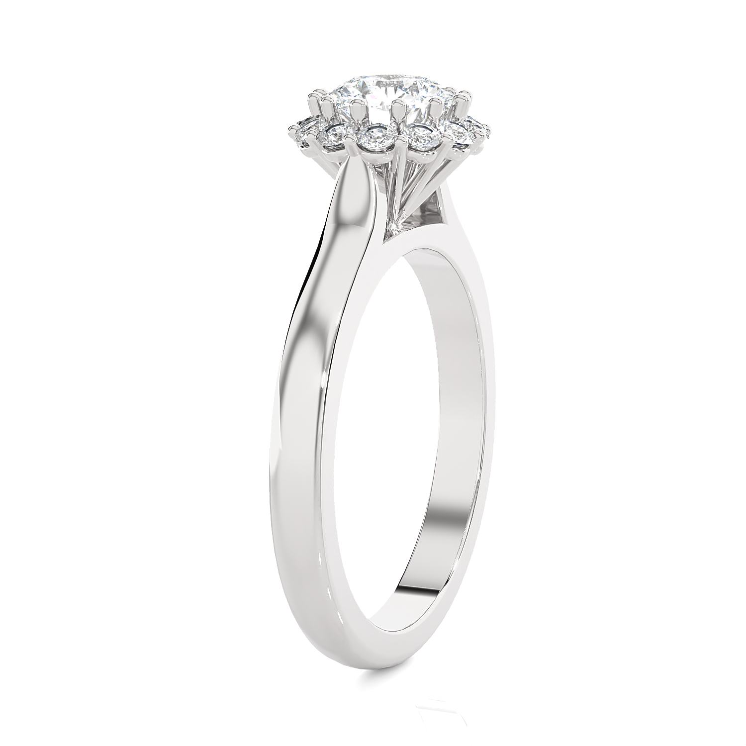 Round Lab Grown Diamond Halo Engagement Ring