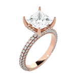 Princess-Cut Lab Grown Diamond Side Stone Engagement Ring