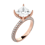 Princess-Cut Lab Grown Diamond Side Stone Engagement Ring