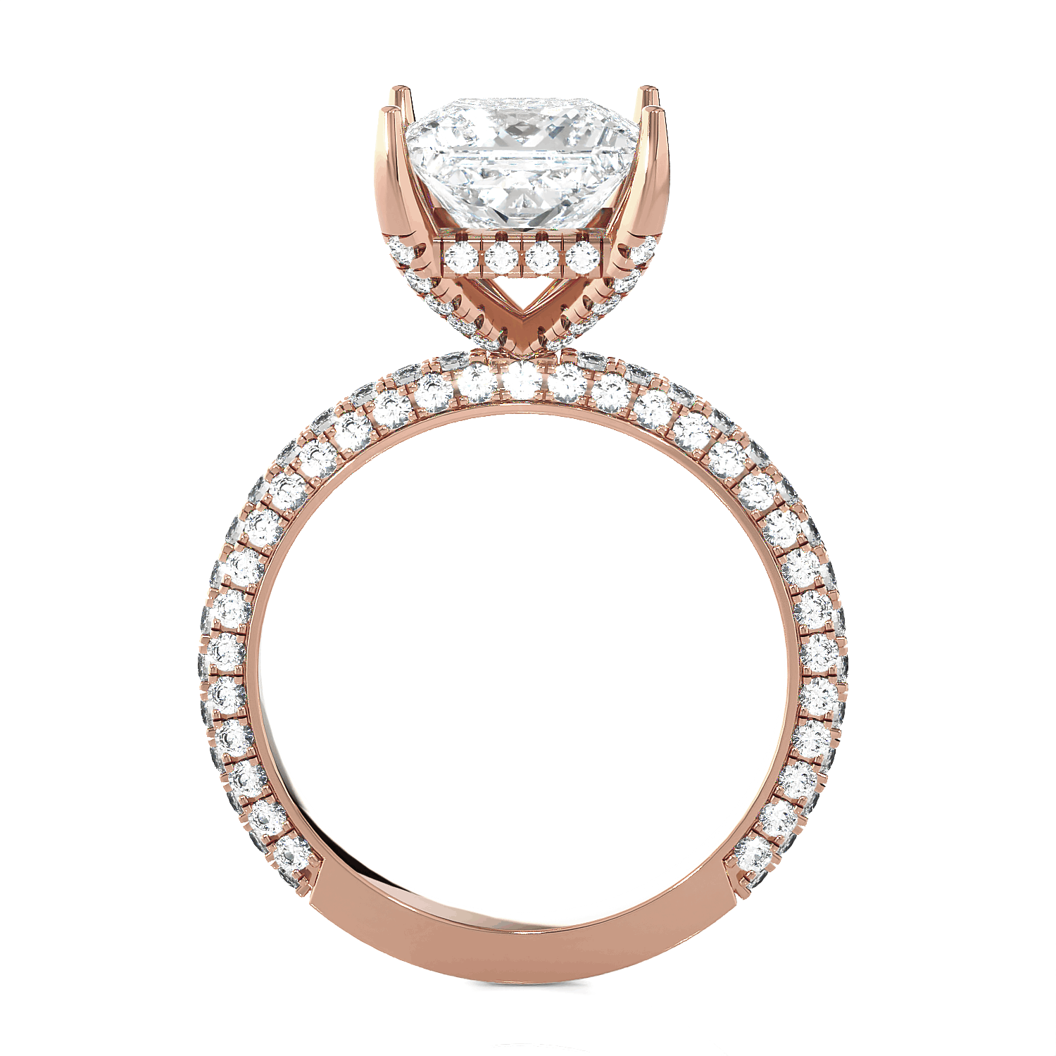 Princess-Cut Lab Grown Diamond Side Stone Engagement Ring