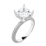 Princess-Cut Lab Grown Diamond Side Stone Engagement Ring