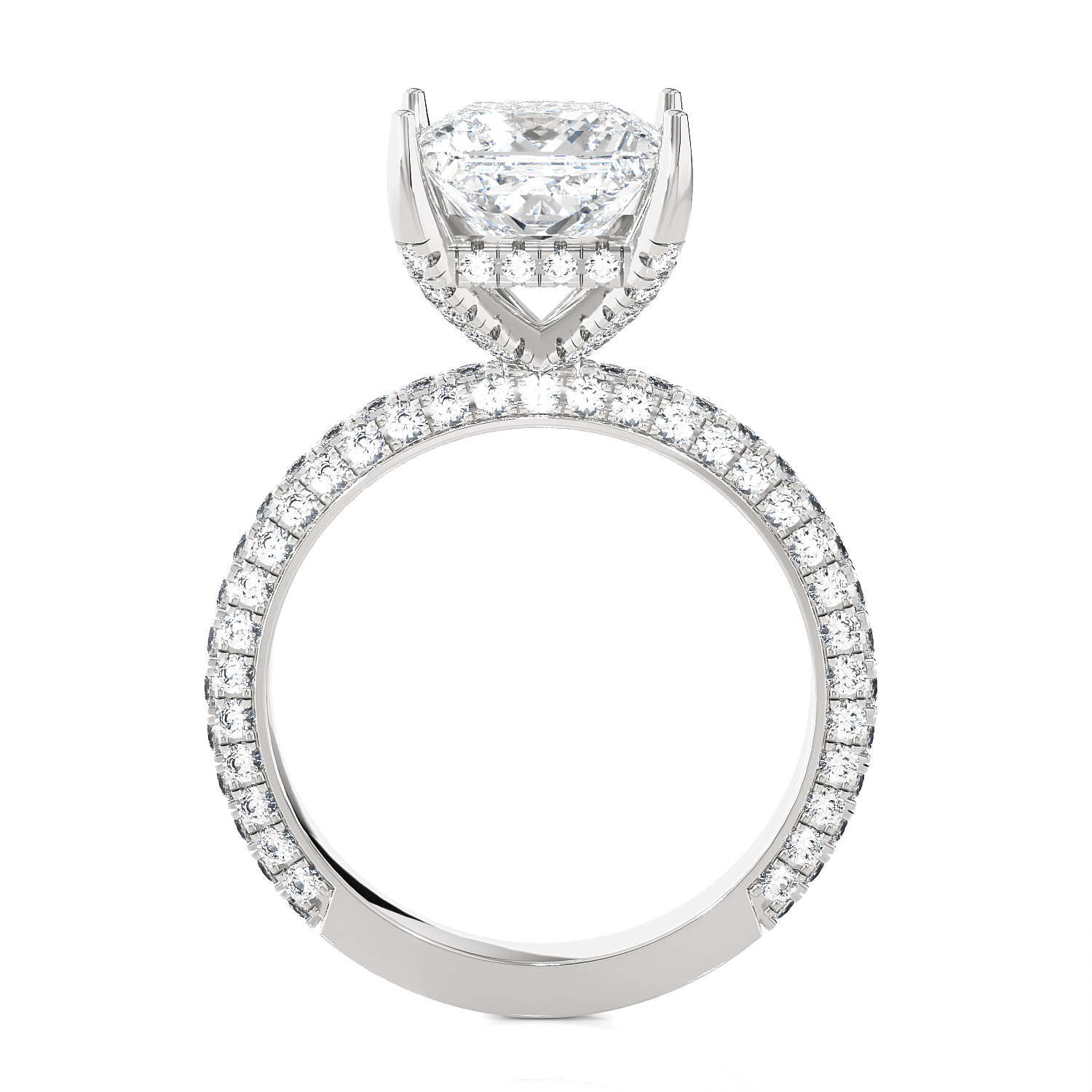Princess-Cut Lab Grown Diamond Side Stone Engagement Ring