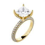 Princess-Cut Lab Grown Diamond Side Stone Engagement Ring