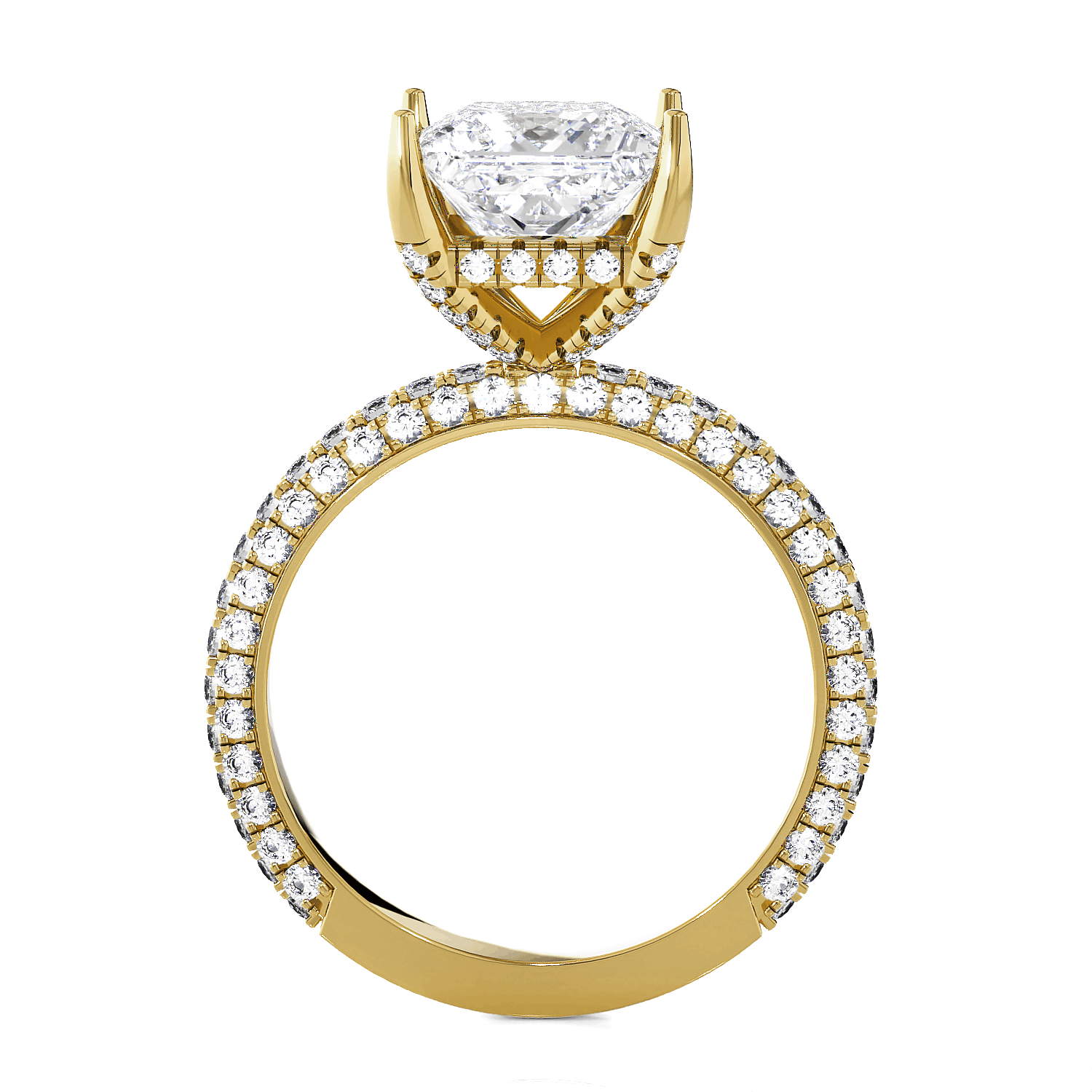 Princess-Cut Lab Grown Diamond Side Stone Engagement Ring