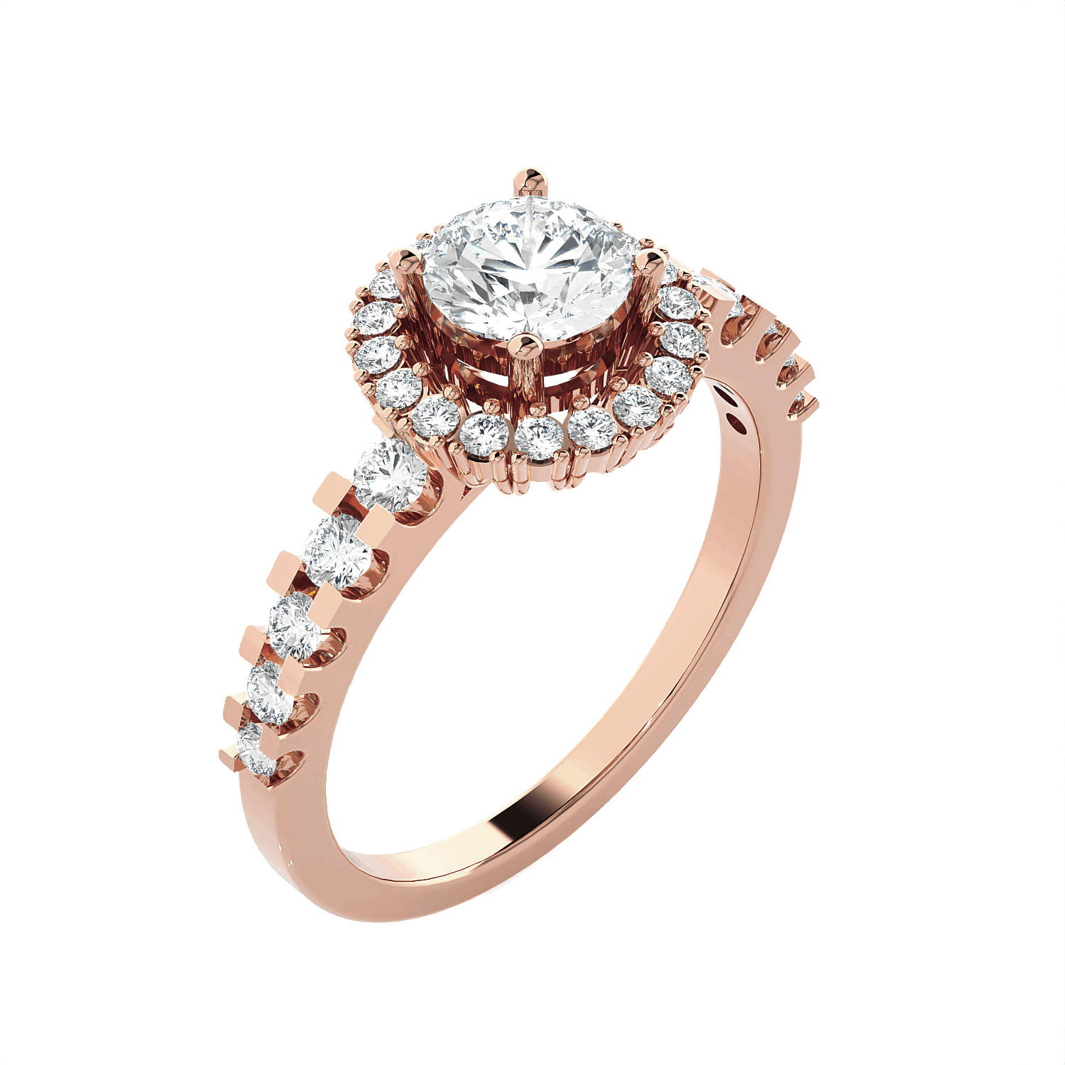 Round Lab Grown Diamond Halo Engagement Ring