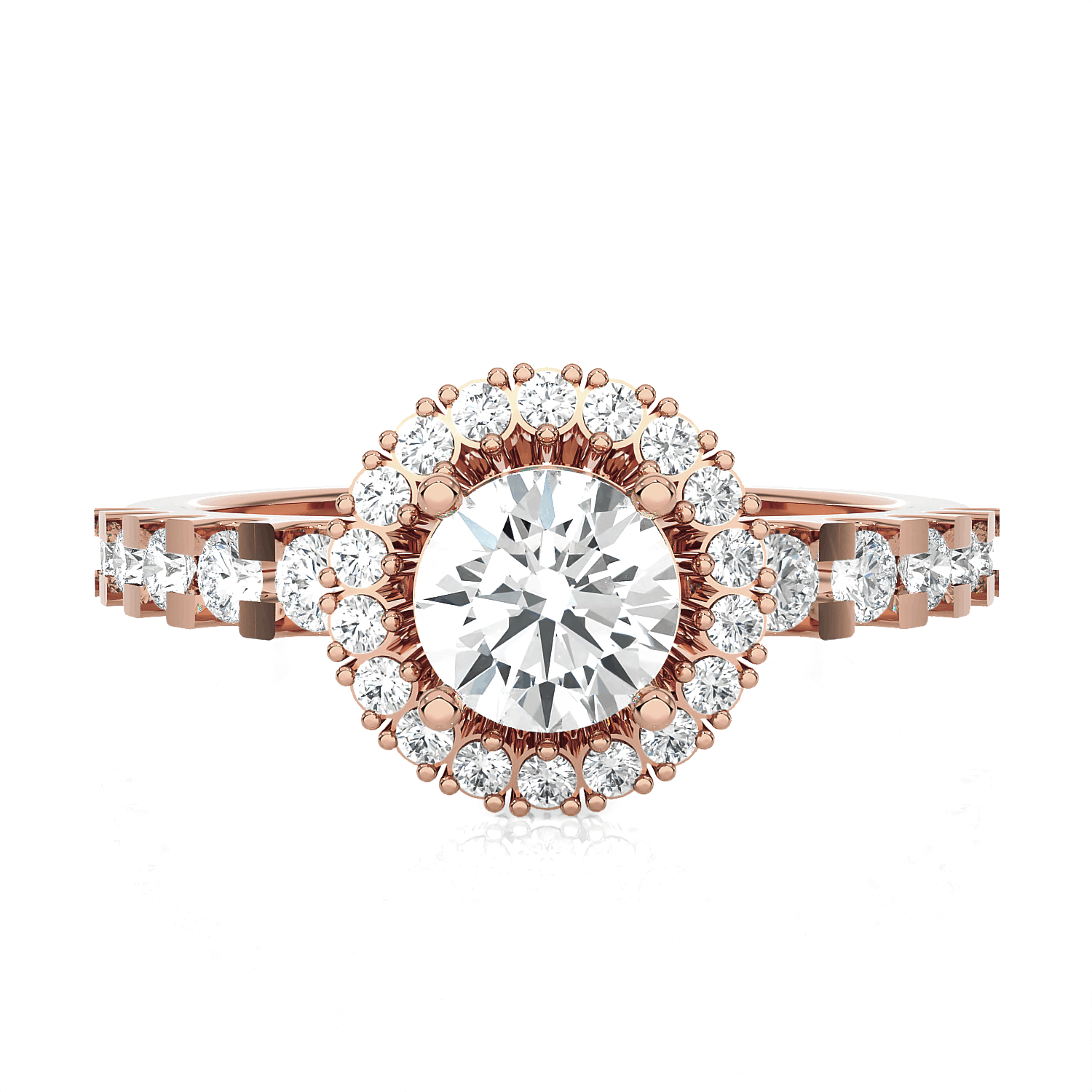 Round Lab Grown Diamond Halo Engagement Ring