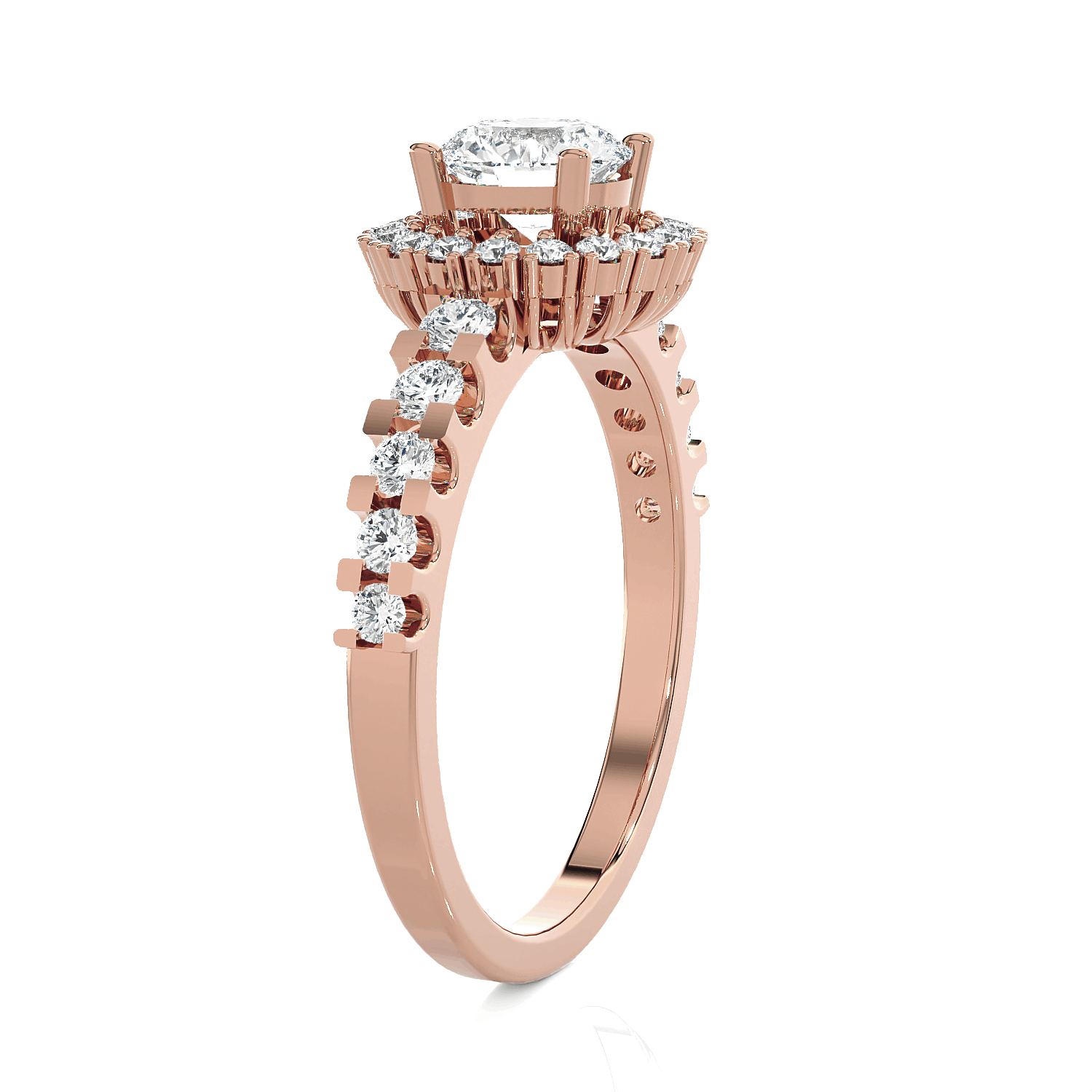 Round Lab Grown Diamond Halo Engagement Ring