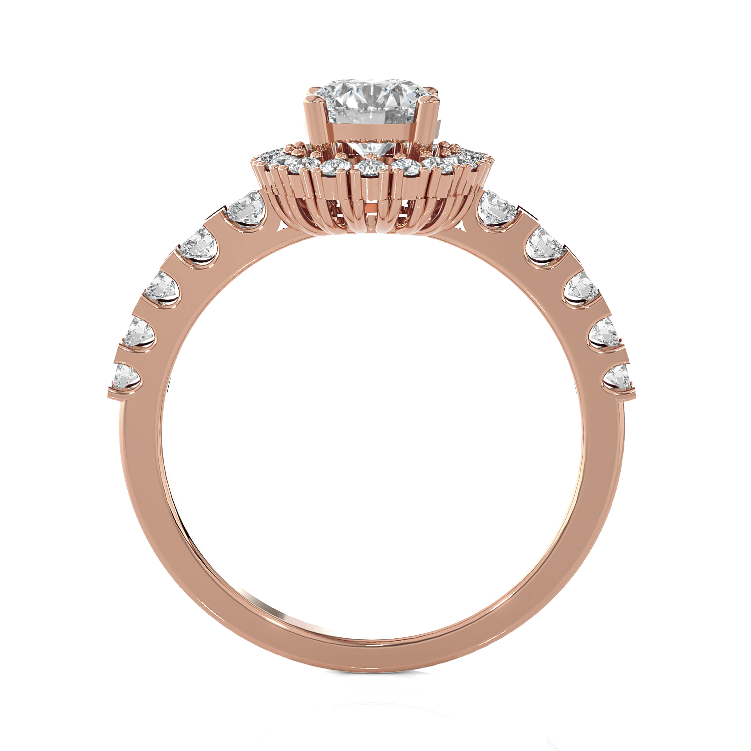 Round Lab Grown Diamond Halo Engagement Ring