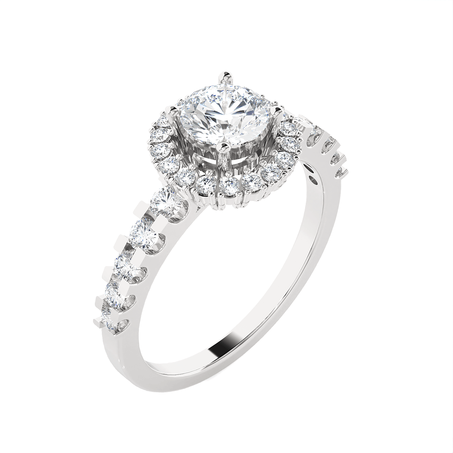 Round Lab Grown Diamond Halo Engagement Ring