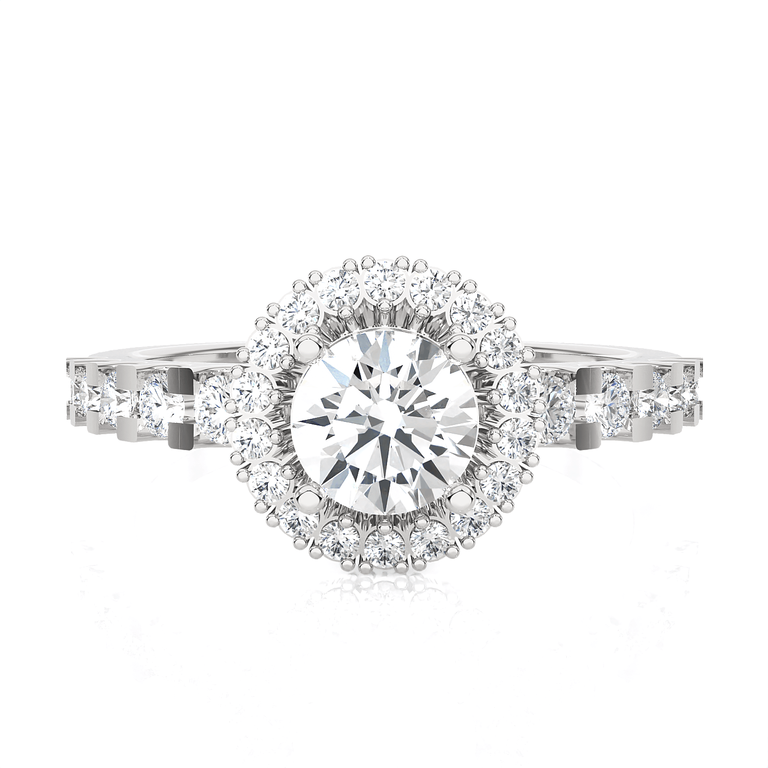 Round Lab Grown Diamond Halo Engagement Ring