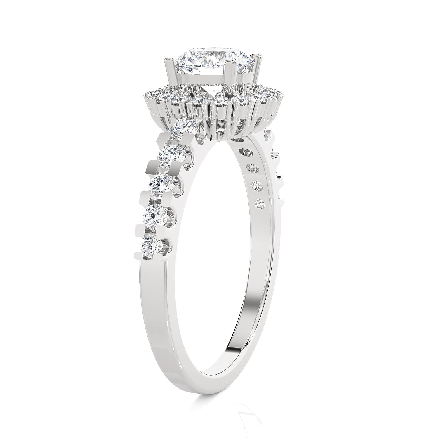 Round Lab Grown Diamond Halo Engagement Ring