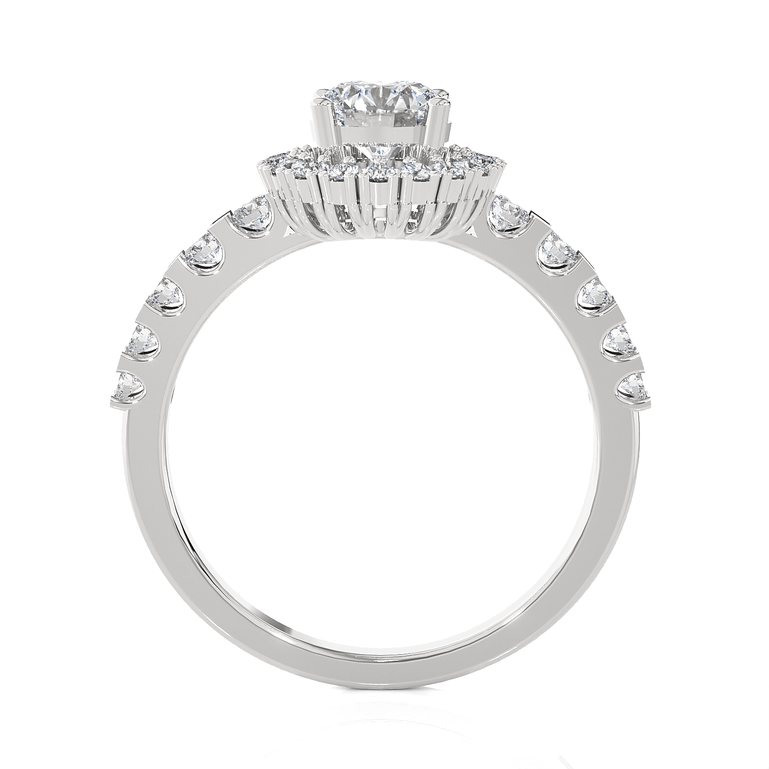 Round Lab Grown Diamond Halo Engagement Ring