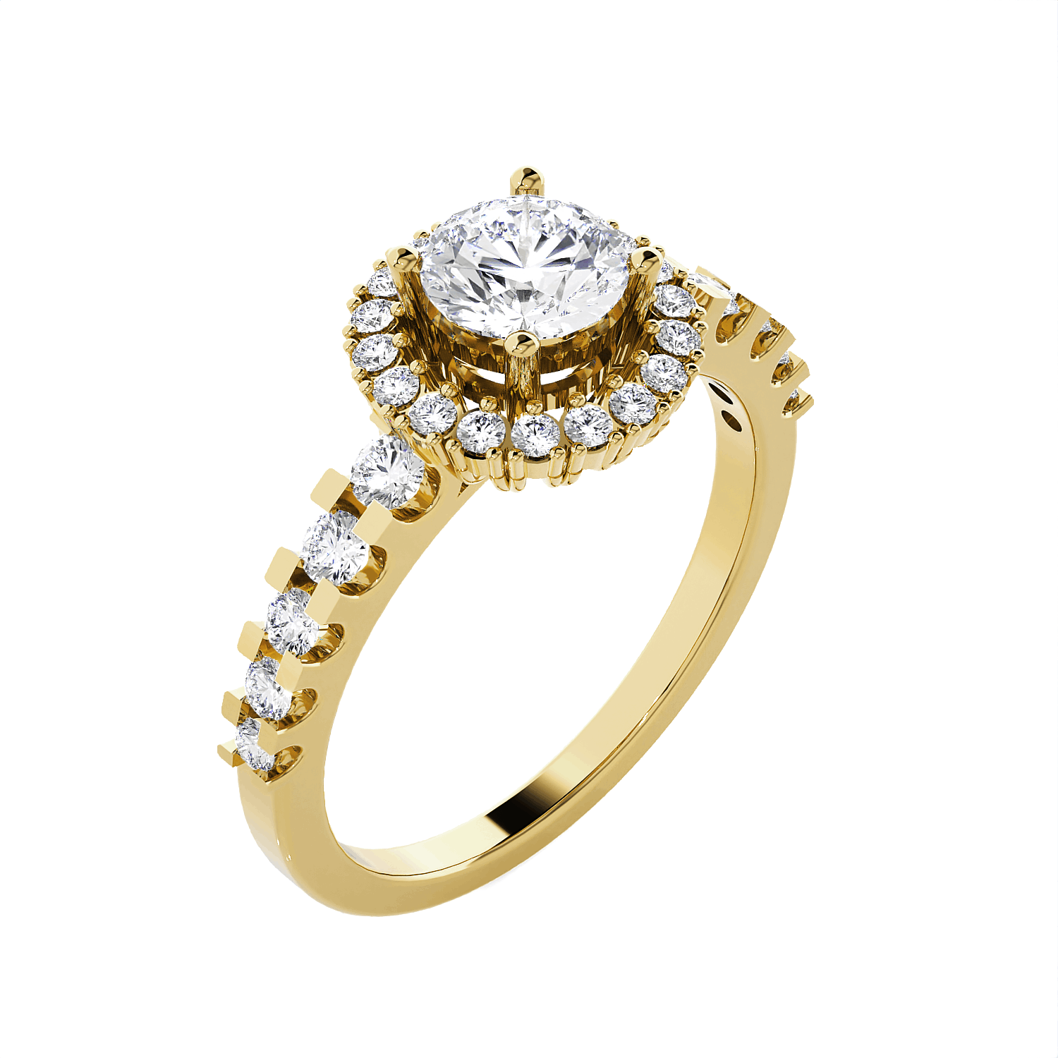 Round Lab Grown Diamond Halo Engagement Ring