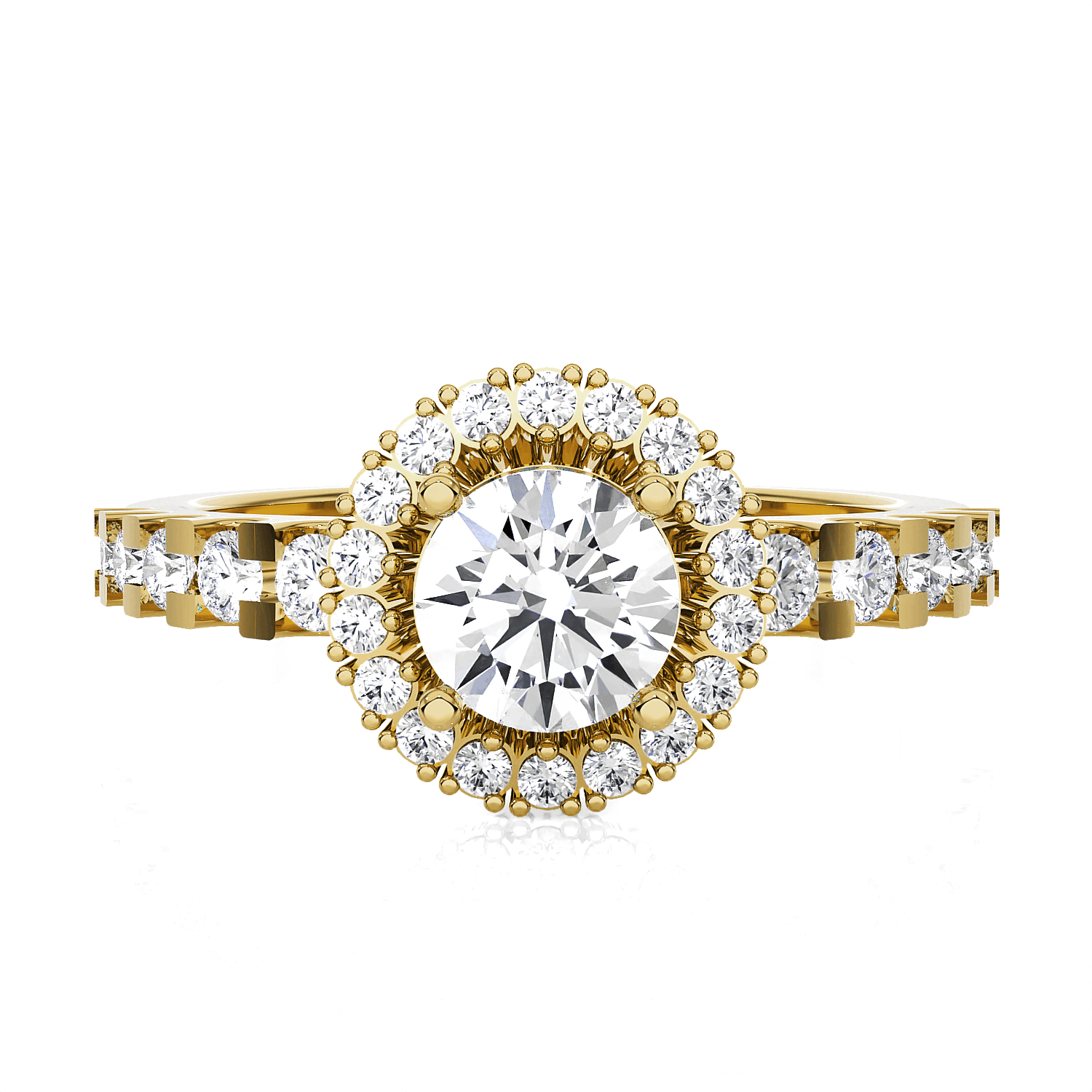 Round Lab Grown Diamond Halo Engagement Ring