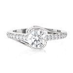 Round Lab Grown Diamond Side Stone Engagement Ring