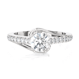 Round Lab Grown Diamond Side Stone Engagement Ring