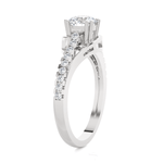 Round Lab Grown Diamond Side Stone Engagement Ring