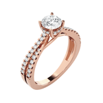 Round Lab Grown Diamond Side Stone Engagement Ring