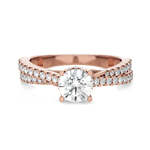 Round Lab Grown Diamond Side Stone Engagement Ring