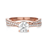 Round Lab Grown Diamond Side Stone Engagement Ring