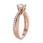Round Lab Grown Diamond Side Stone Engagement Ring