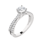 Round Lab Grown Diamond Side Stone Engagement Ring
