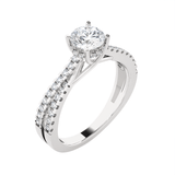 Round Lab Grown Diamond Side Stone Engagement Ring