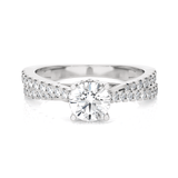 Round Lab Grown Diamond Side Stone Engagement Ring
