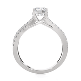 Round Lab Grown Diamond Side Stone Engagement Ring