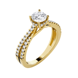 Round Lab Grown Diamond Side Stone Engagement Ring