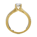 Round Lab Grown Diamond Side Stone Engagement Ring