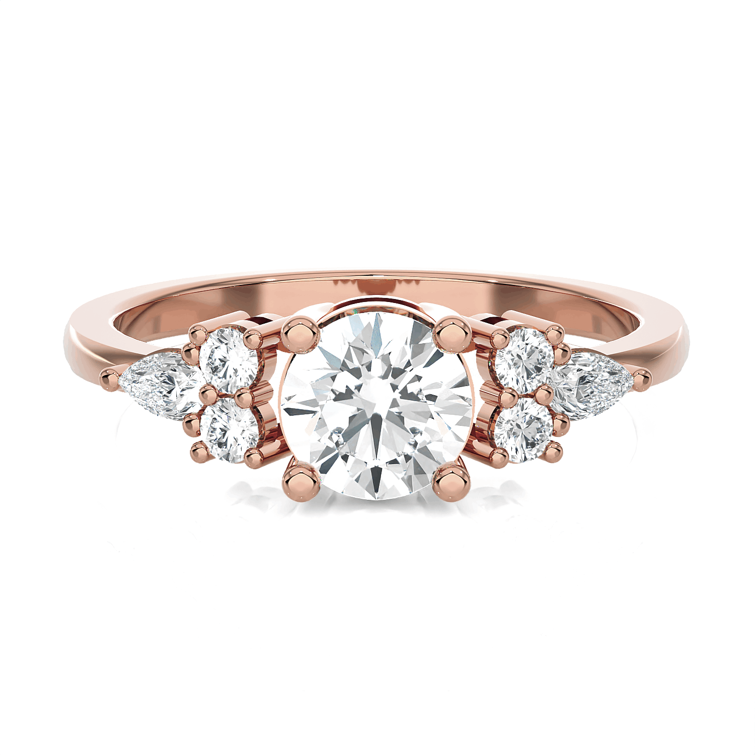Round Lab Grown Diamond Side Stone Engagement Ring