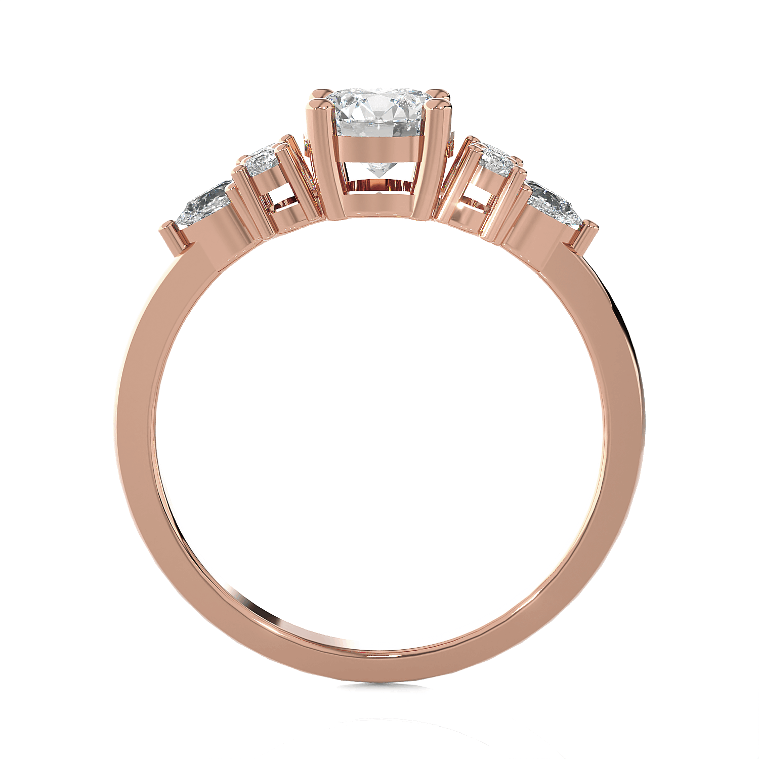 Round Lab Grown Diamond Side Stone Engagement Ring