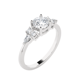 Round Lab Grown Diamond Side Stone Engagement Ring