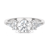 Round Lab Grown Diamond Side Stone Engagement Ring