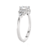 Round Lab Grown Diamond Side Stone Engagement Ring